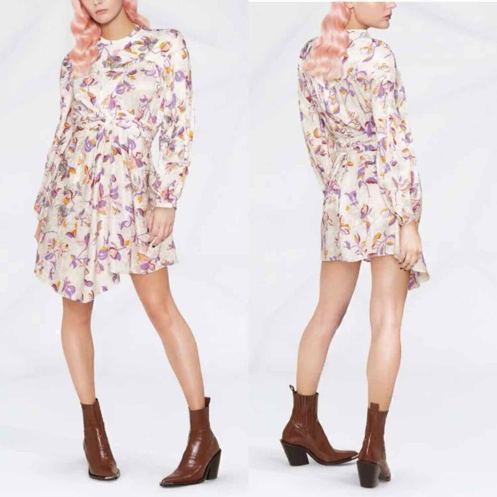 Zadig & Voltaire Rivage Jac Cut Flowers Silk-Blend Dress Size XS - Picture 7 of 14
